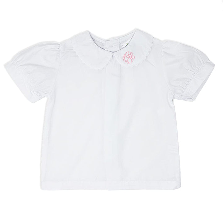 Girls SS Peter Pan shirt with front collar