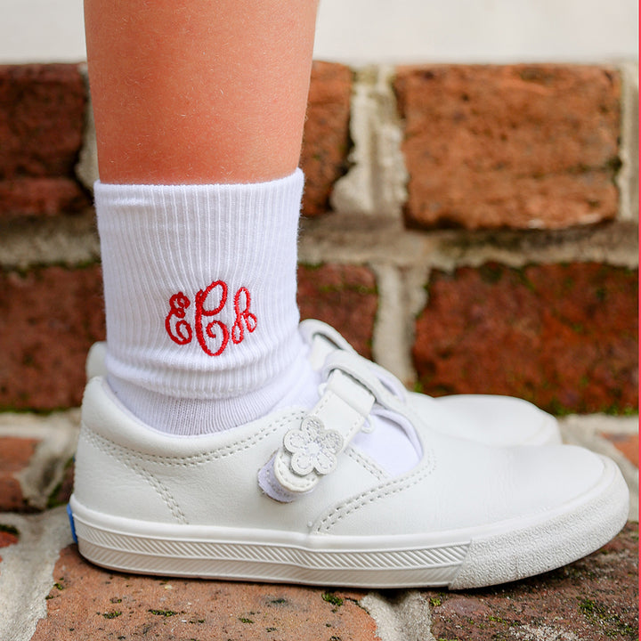 Monogrammed Fold Over Socks for Kids