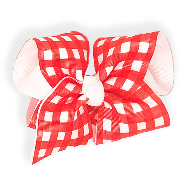 Red and white gingham layered bow