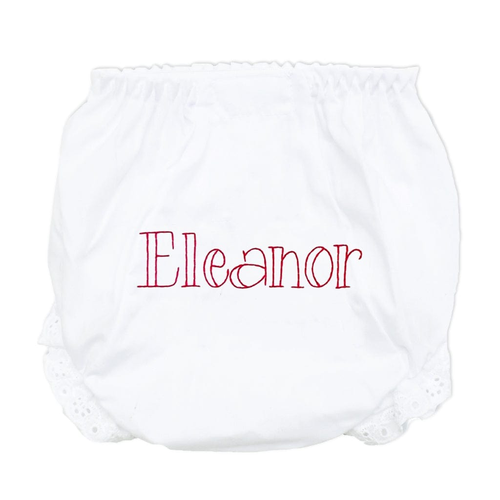 Personalized Bloomers with Red Monogrammed Name