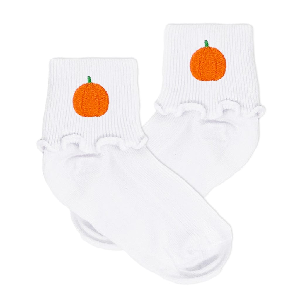 ruffle socks fall pumpkin girls