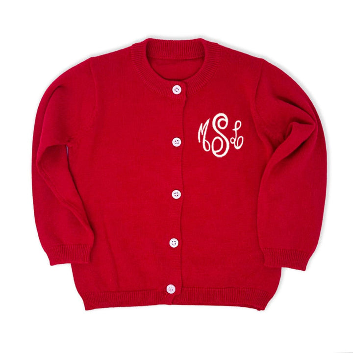 Red large monogram sweater
