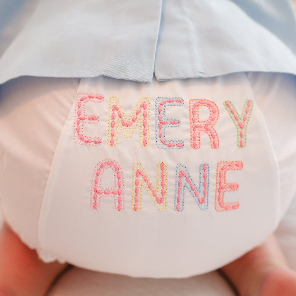 Personalized Name Pastel Baby Bloomers