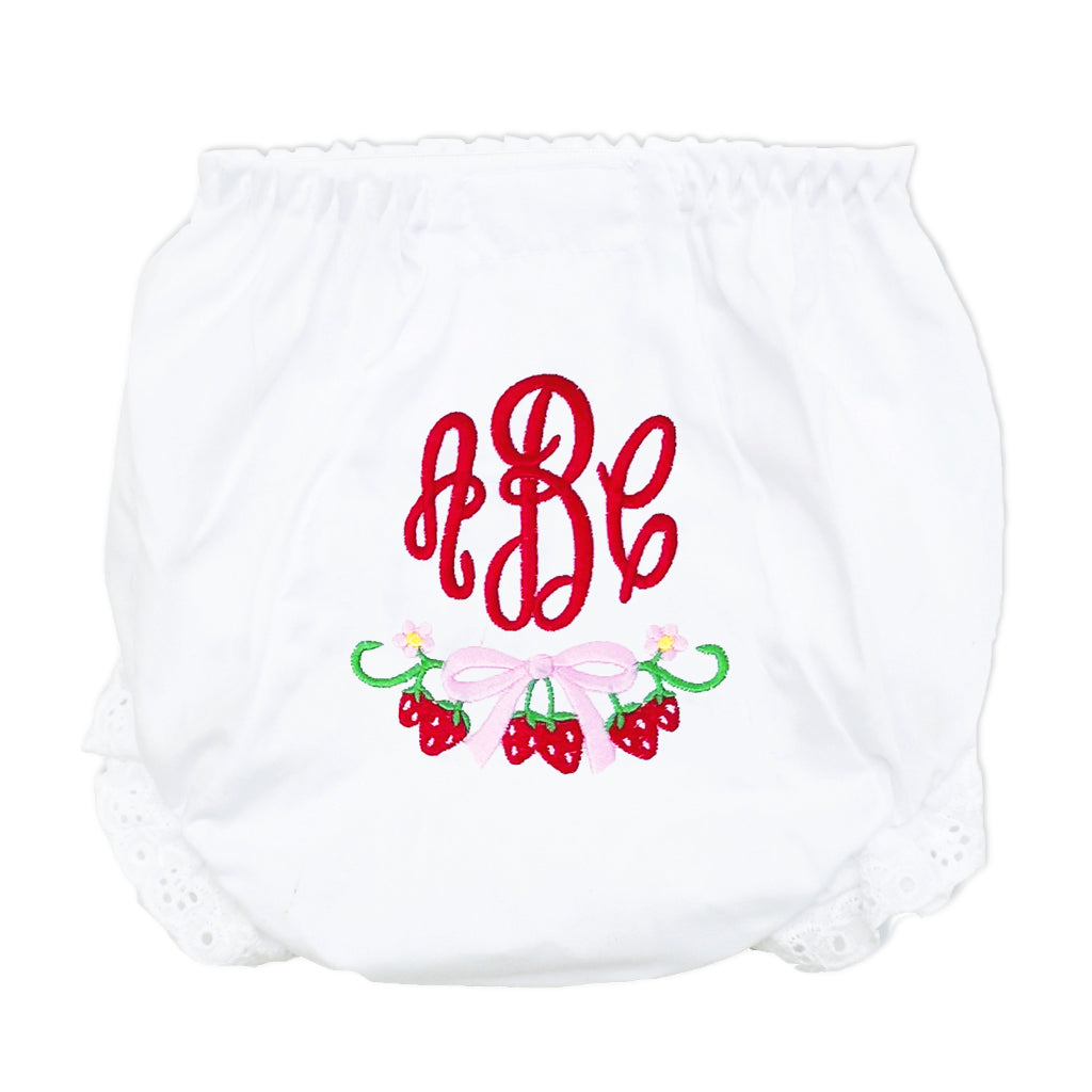 Monogrammed Strawberry Baby Bloomers