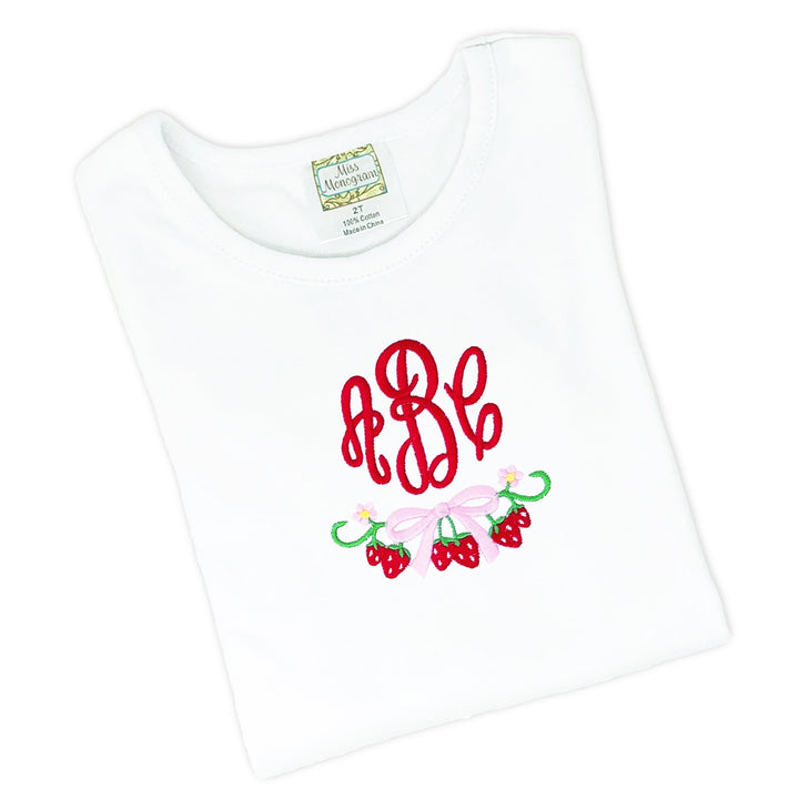 Strawberry Monogram TShirt for Girl