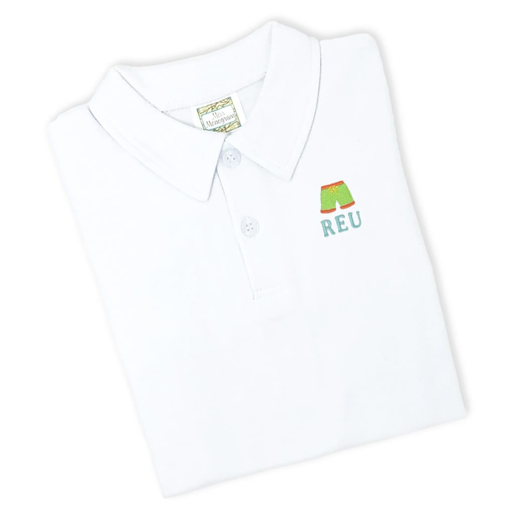 Boys Monogrammed Polo Shirt with Swim Trunks Embroidery
