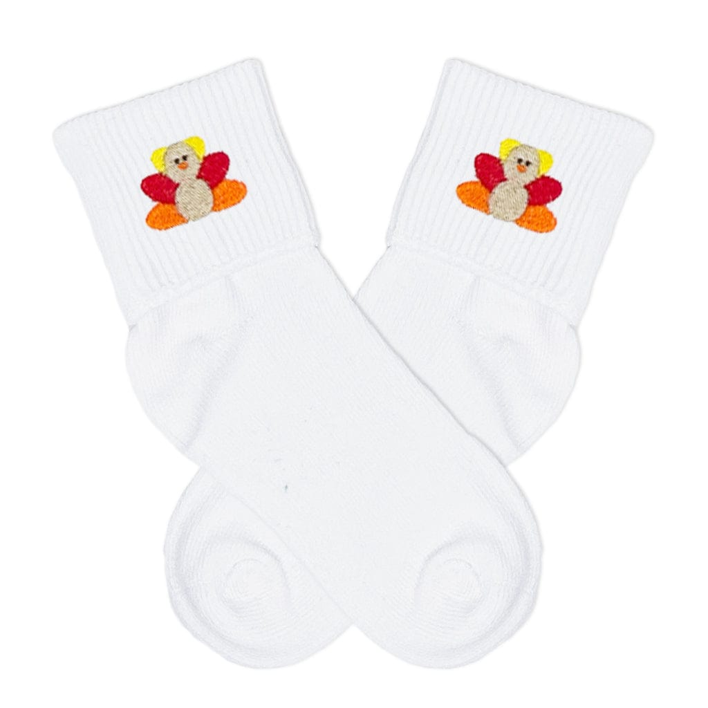 Boys Fold Over Socks with Thanksgiving Turkey