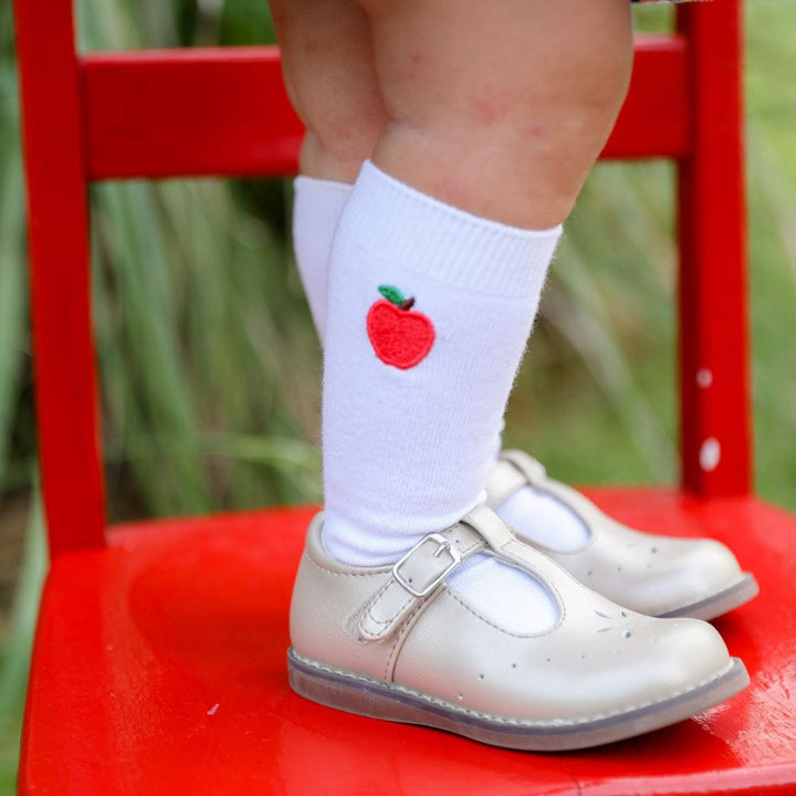 first day of school socks apple girl