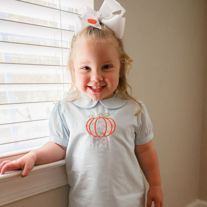 Sweet girl fall photo dress with matching pumpkin bow