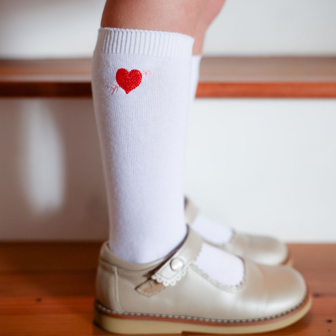 pink cupid arrow heart knee socks for girl