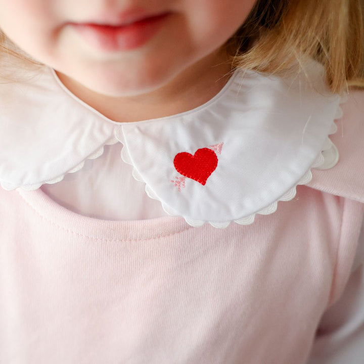 pink arrow heart peter pan collar shirt for girls