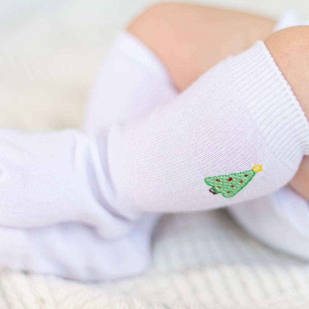 Girls Christmas Tree Knee Socks