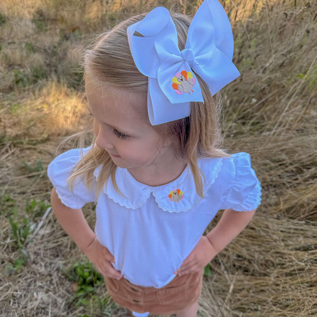 Thanksgiving matching bow and peter pan collar top