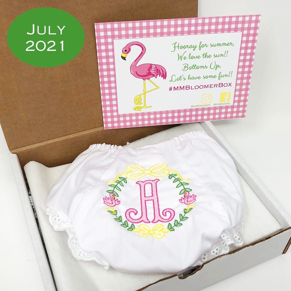 BloomersOnly July 2021 box with monogrammed bloomers, #MMBLOOMERBOX