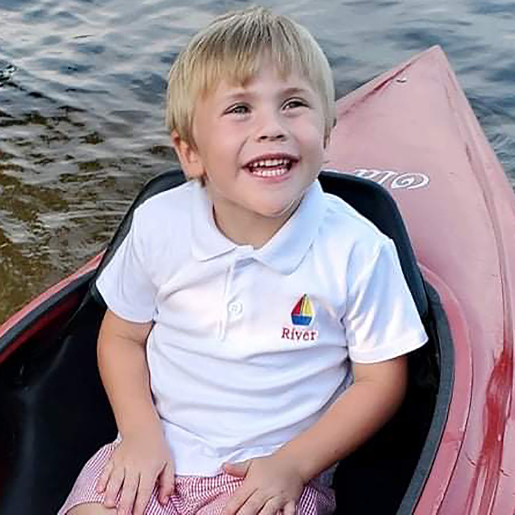 Boys Monogrammed Sailboat Golf Shirt