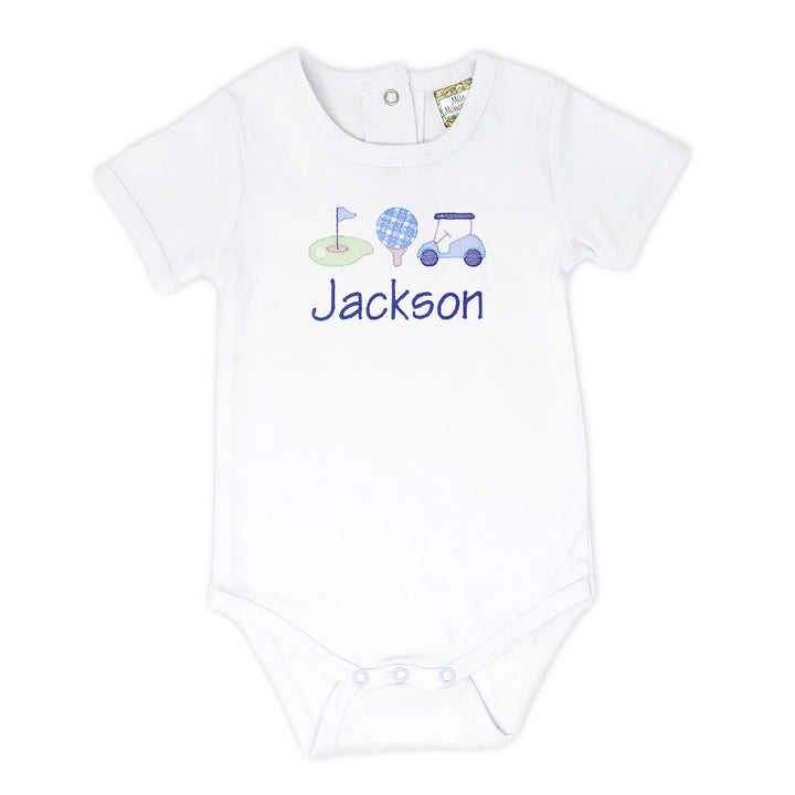 Boys Personalized Golf Baby Onesie