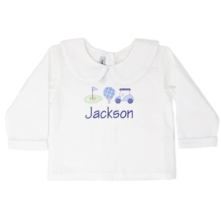 Boys Personalized Golf Peter Pan Collar Shirt