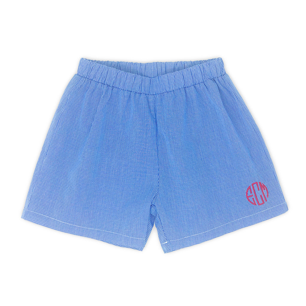 Boys Personalized Royal Blue Gingham Shorts