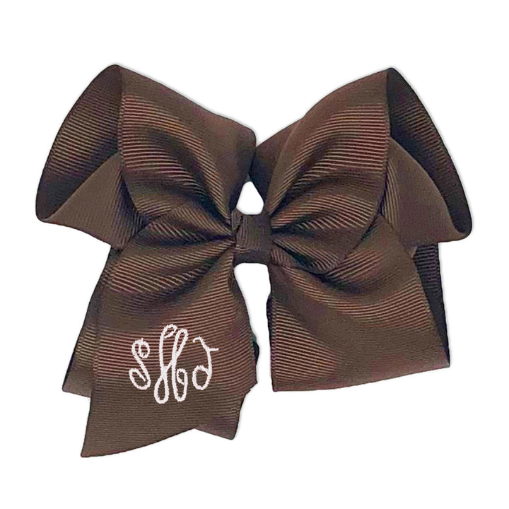 Chocolate Brown Monogrammed Hair Bow