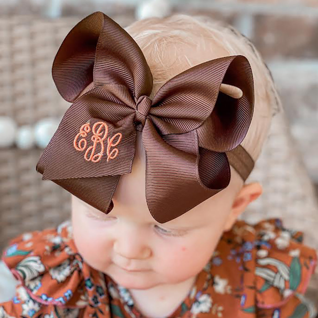 Chocolate Brown Personalized Hair Bow Headband