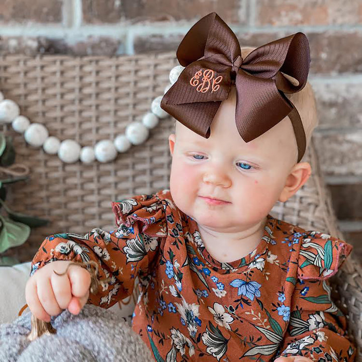 Chocolate Brown Hair Bow with Headband