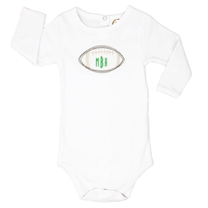 Boys Monogrammed Football Baby Onesie