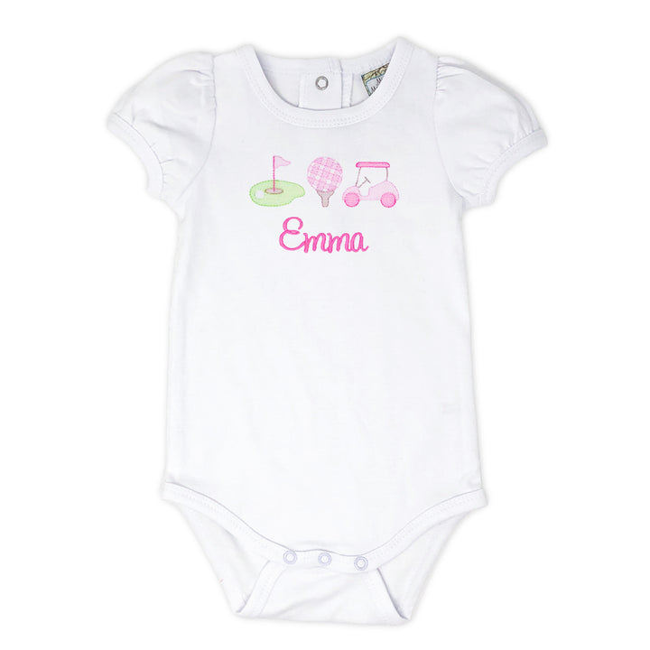 Girls Personalized Golf Baby Onesie