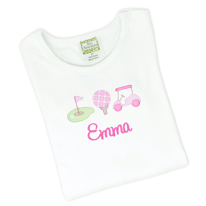 Girls Personalized Pink Golf Shirt