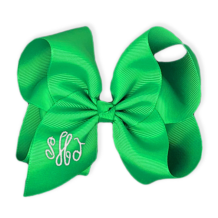 Kelly Green Monogrammed Hair Bow