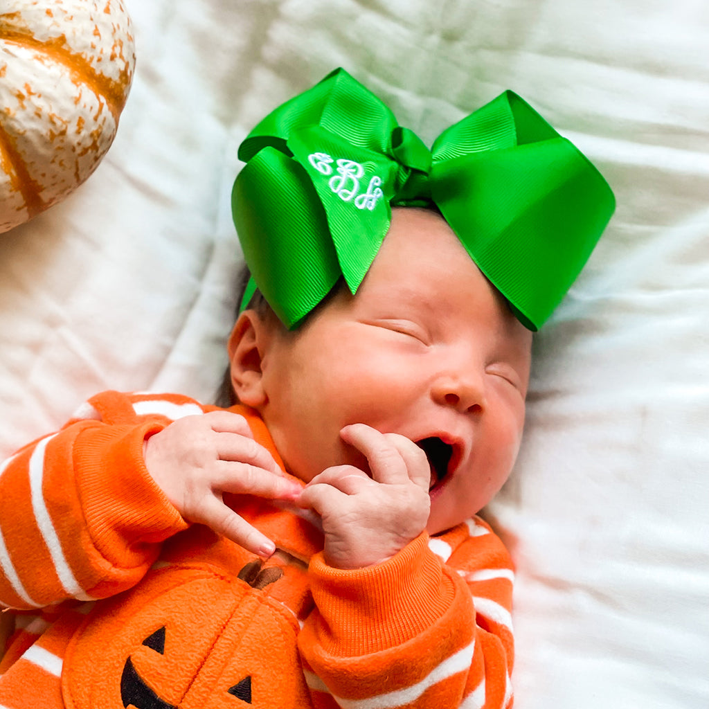 Kelly Green Monogrammed Hair Bow Headband