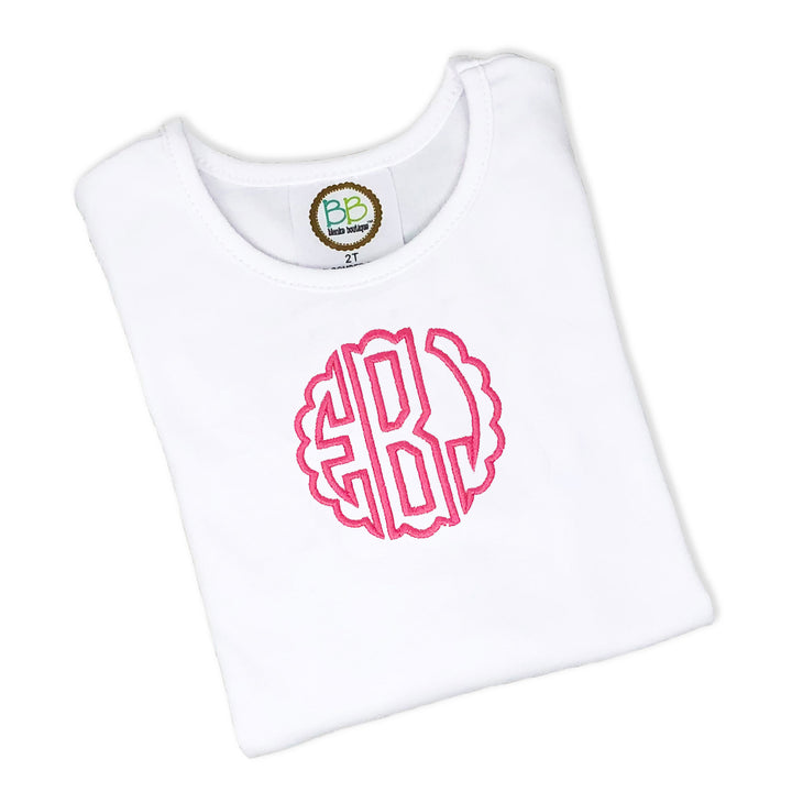 Girls Scallop Monogram Shirt