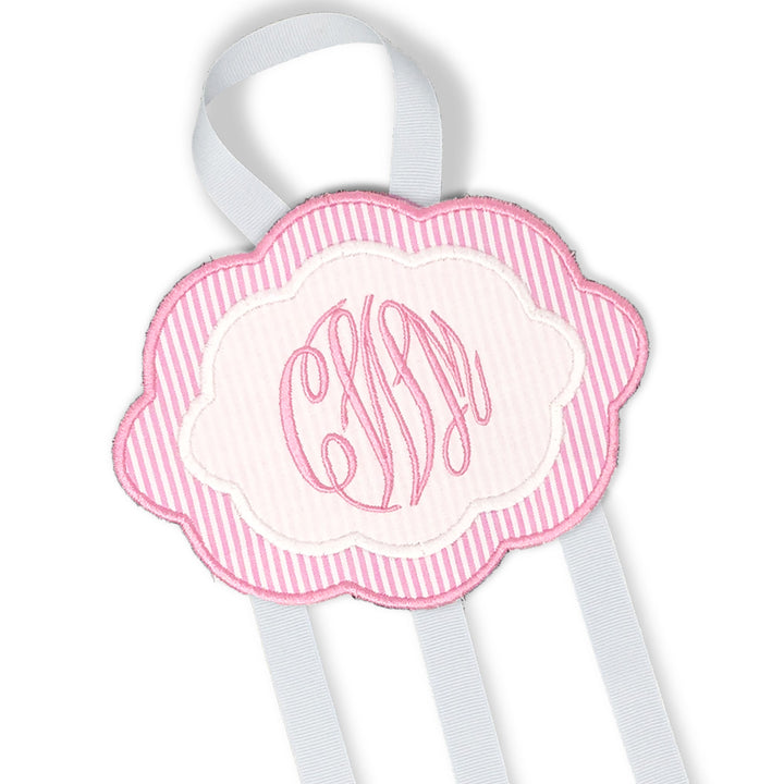 Pink & White Bow Holder-Miss Monogram