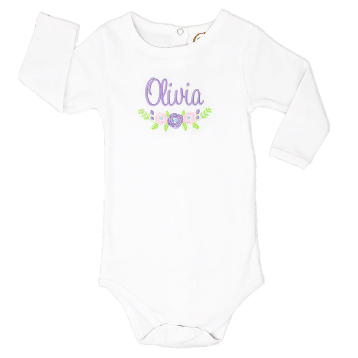 Personalized Purple Floral Baby Onesie