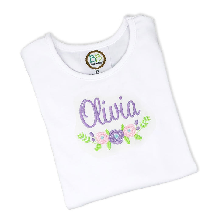 Girls Personalized Purple Floral Shirt