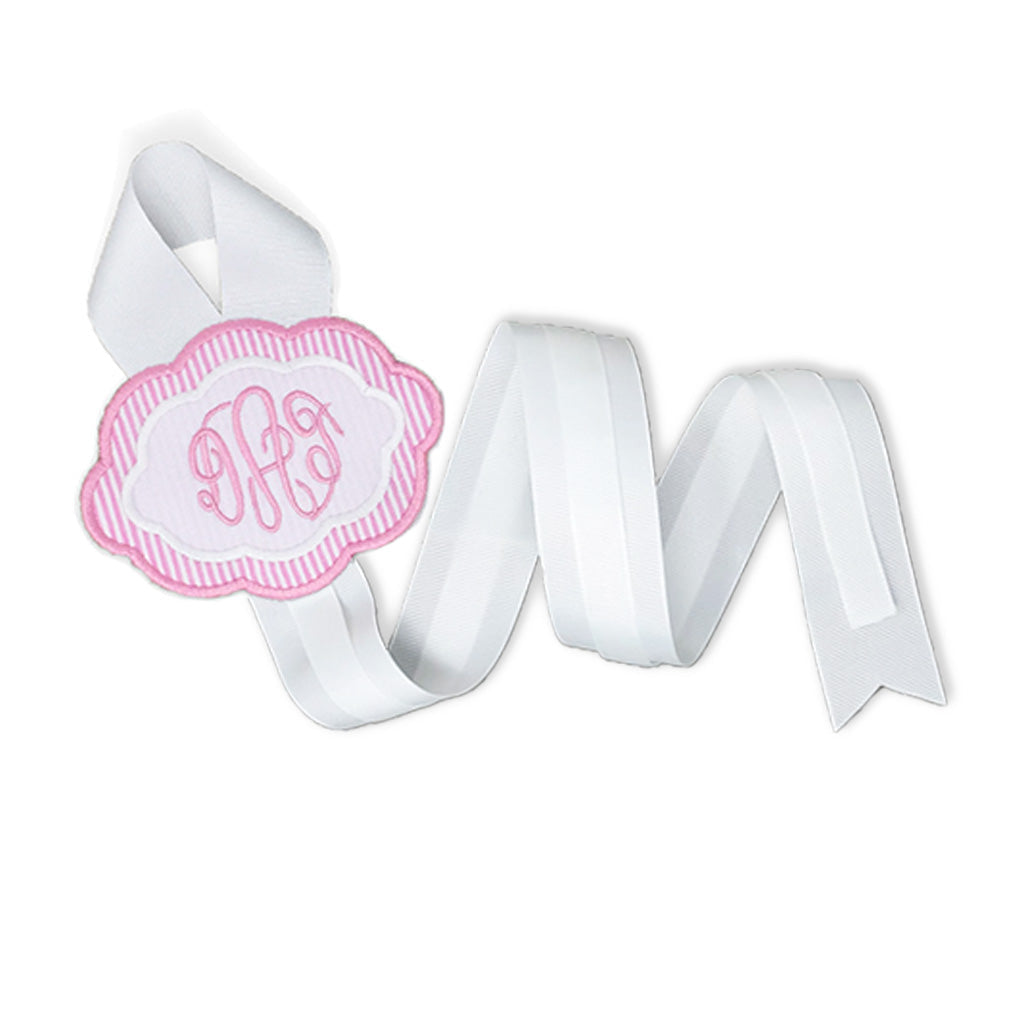 Pink & White Bow Holder-Miss Monogram