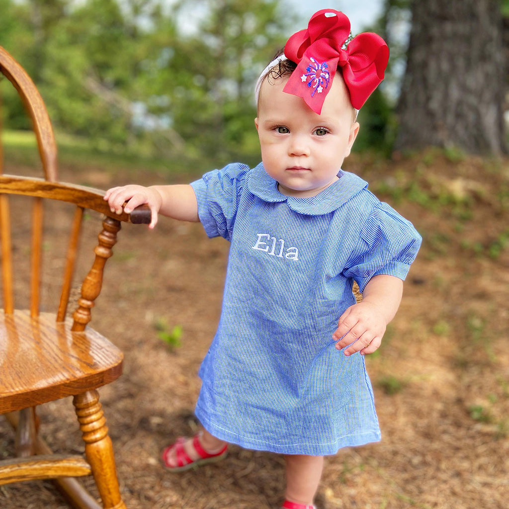 Blue Monogrammed Baby Dress with Name