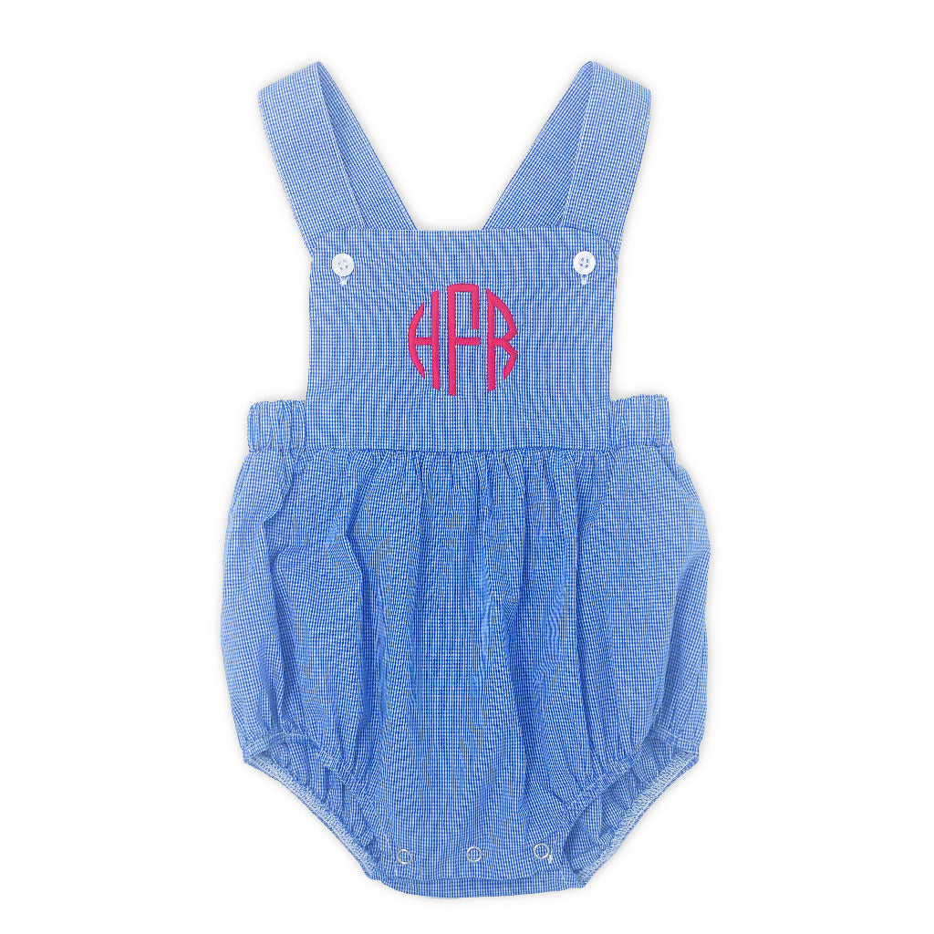 Gingham Monogram Sunsuit, Girls Monogram Bubble Romper, Girls Summer order Sunsuit Outfit, Sunshine Sunsuit, Bow Monogram Baby Outfit