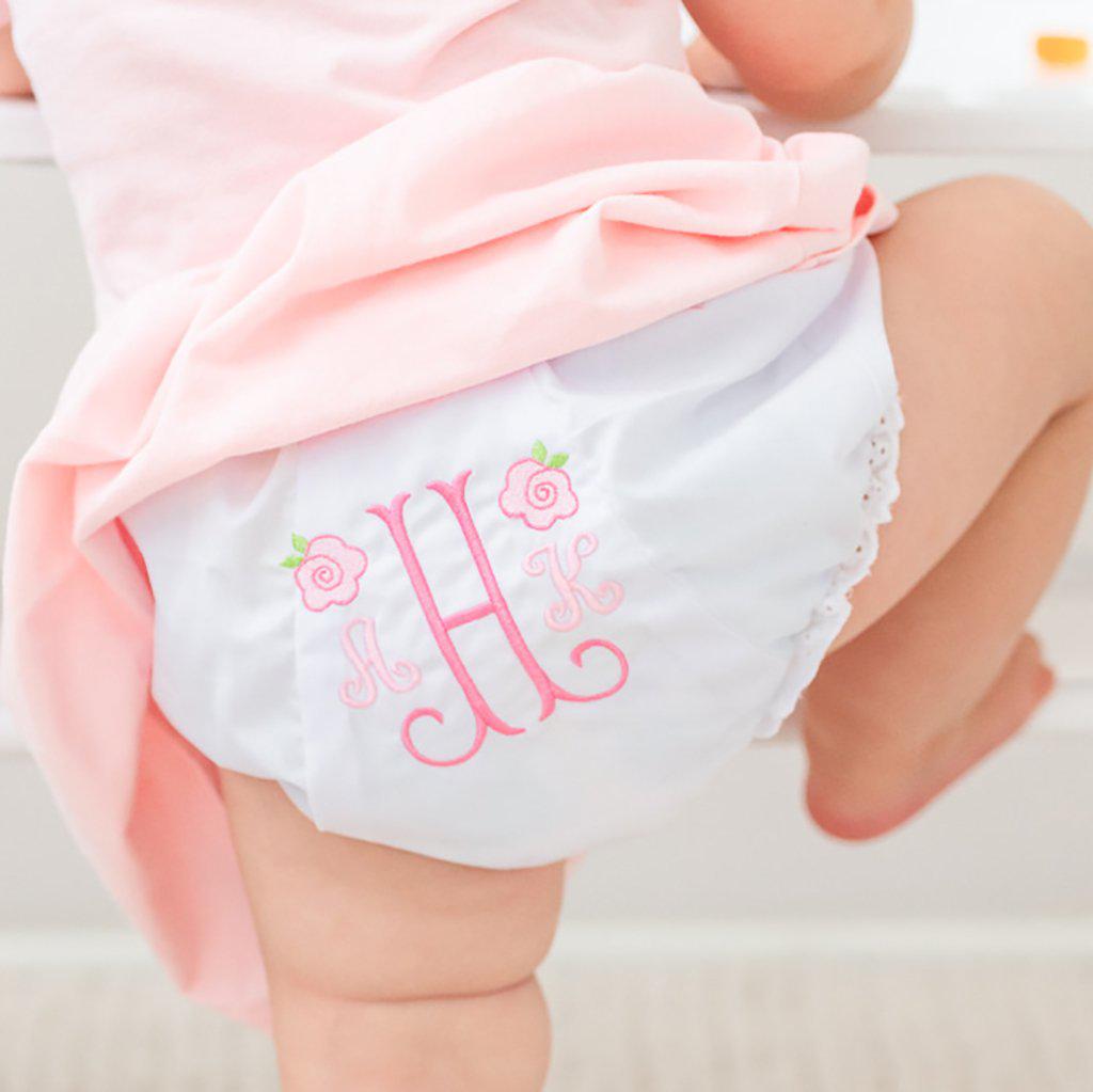 Personalized Diaper Cover with Embroidered Roses