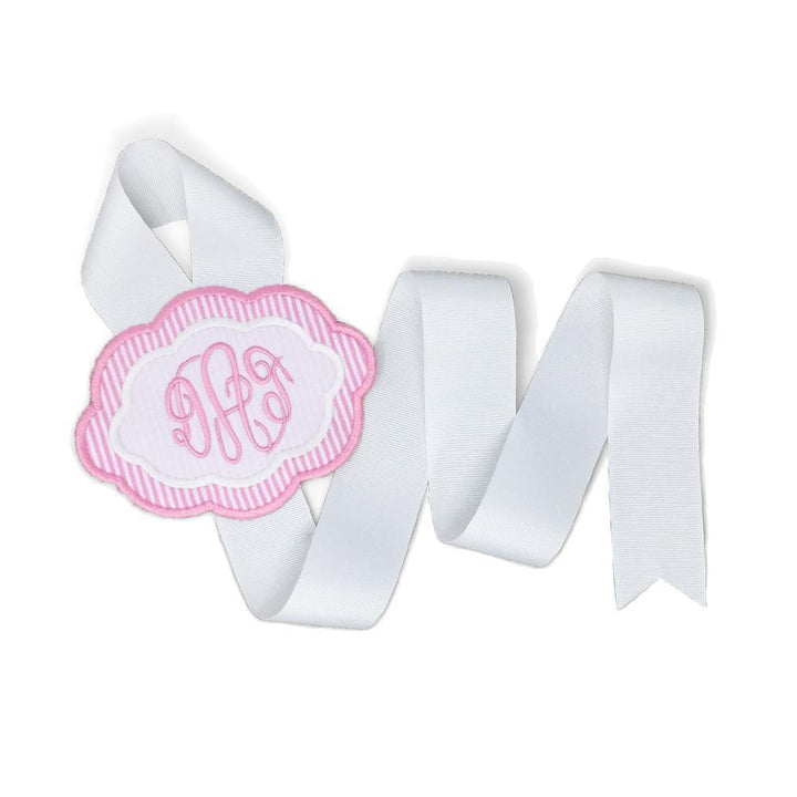 Pink & White Bow Holder-Miss Monogram