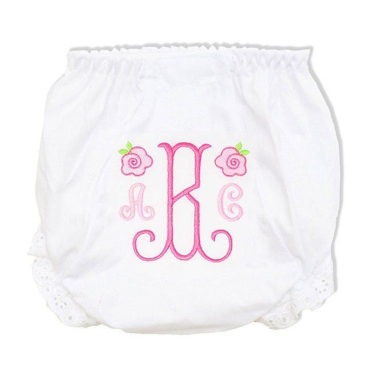 Monogrammed Rose Baby Bloomers